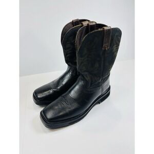 Justin WK4687 Men's 11.5 D Brown Green Leather Square Toe Western Riding Work